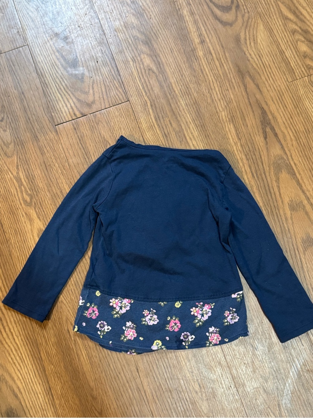 Garanimals Navy Hooded Top with Unicorn and Floral Hem - Picture 3 of 8
